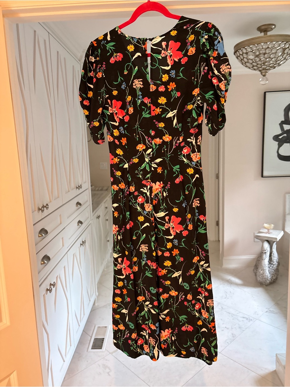 a new day Black Maxi Dress with Red & Yellow Floral Print